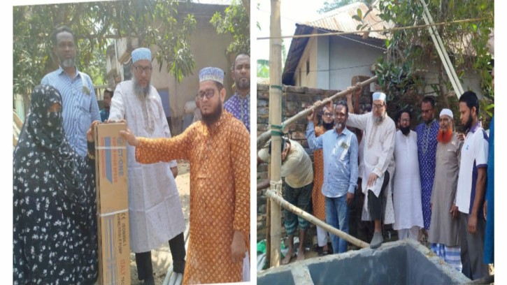 সাবমারসিবল পাম্প উপহার অসহায় পরিবারের পাশে অধ্যাপক মামুন